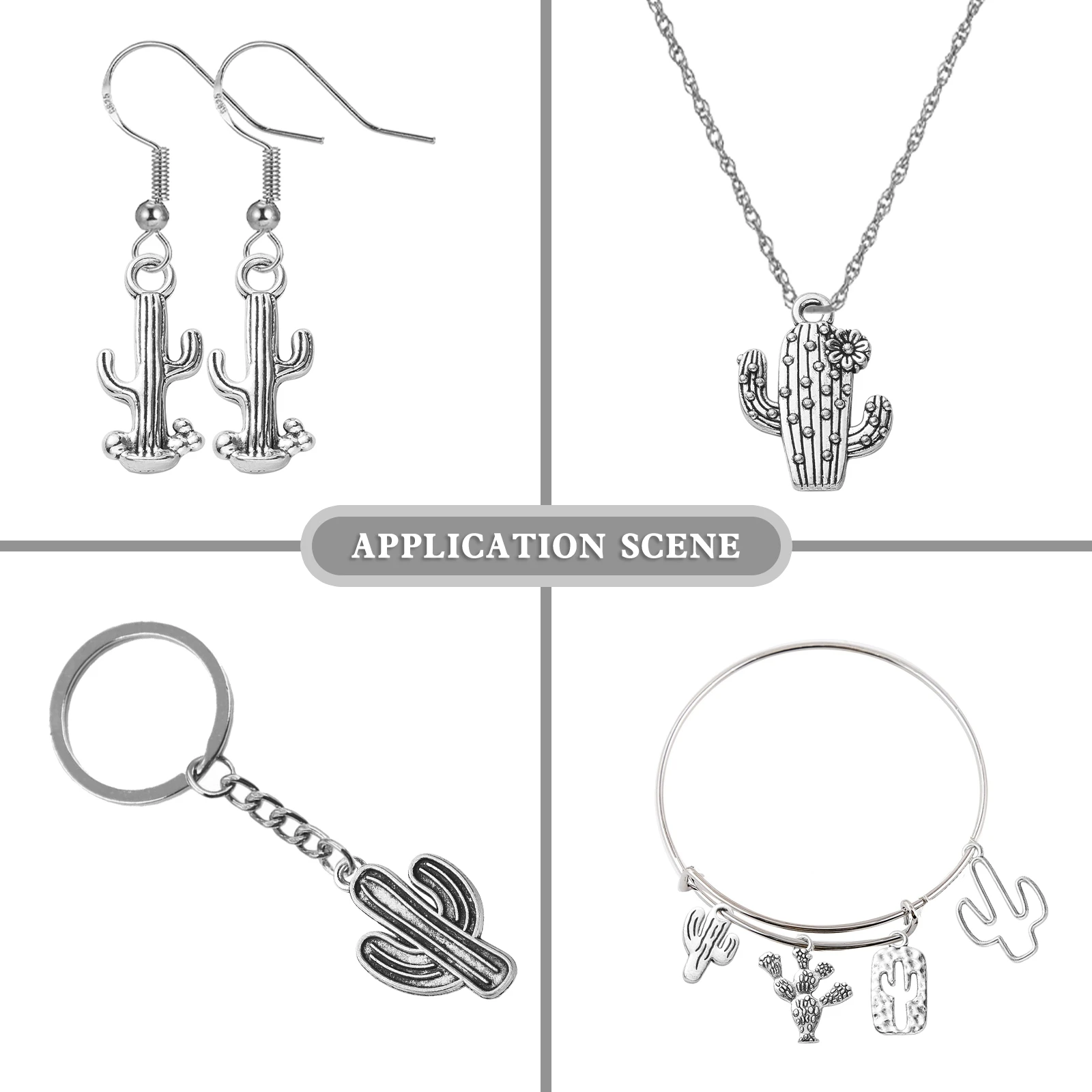 PandaHall 100 Stück 10 Stile Tibetische Tropische Kaktus-Anhänger Sommer Wüstenpflanzen-Charms für Ohrringe Halsketten Armbänder Herstellung – Detail 6