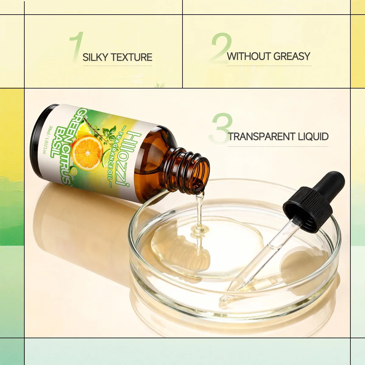 Green Citrus Basil essential oil has a refreshing aroma and is suitable for aromatherapy diffusers, humidifiers, DIY crafts.