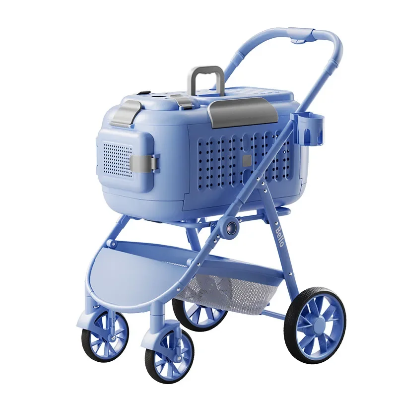 Bello Plastic Basket Pet Stroller Cat Poussette Chien Dog Stroller Rabbit view 6