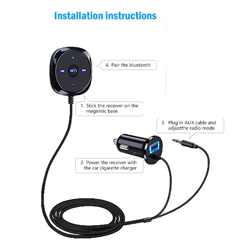 محول متوافق مع البلوتوث استقبال الصوت 3.5 مللي متر AUX محول استقبال الموسيقى الصوتي لستيريو السيارة مع AUX In-A08Q