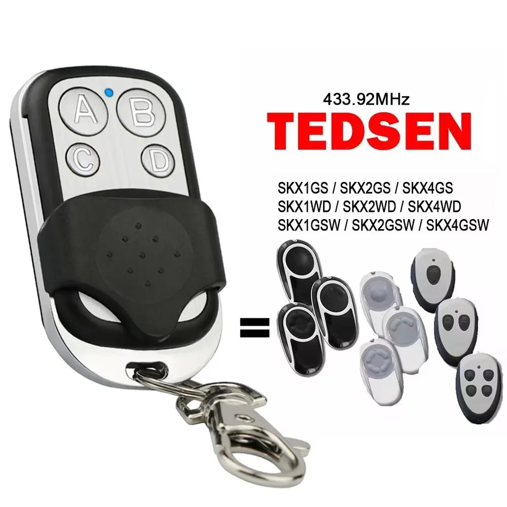 For TEDSEN SKX1WD SKX4WD SKX2GS SKX4GS SKX1GS SKX1GSW SKX2GSW SKX4GSW 433.92MHz Fixed Code Remote Control Garage Door Keychain