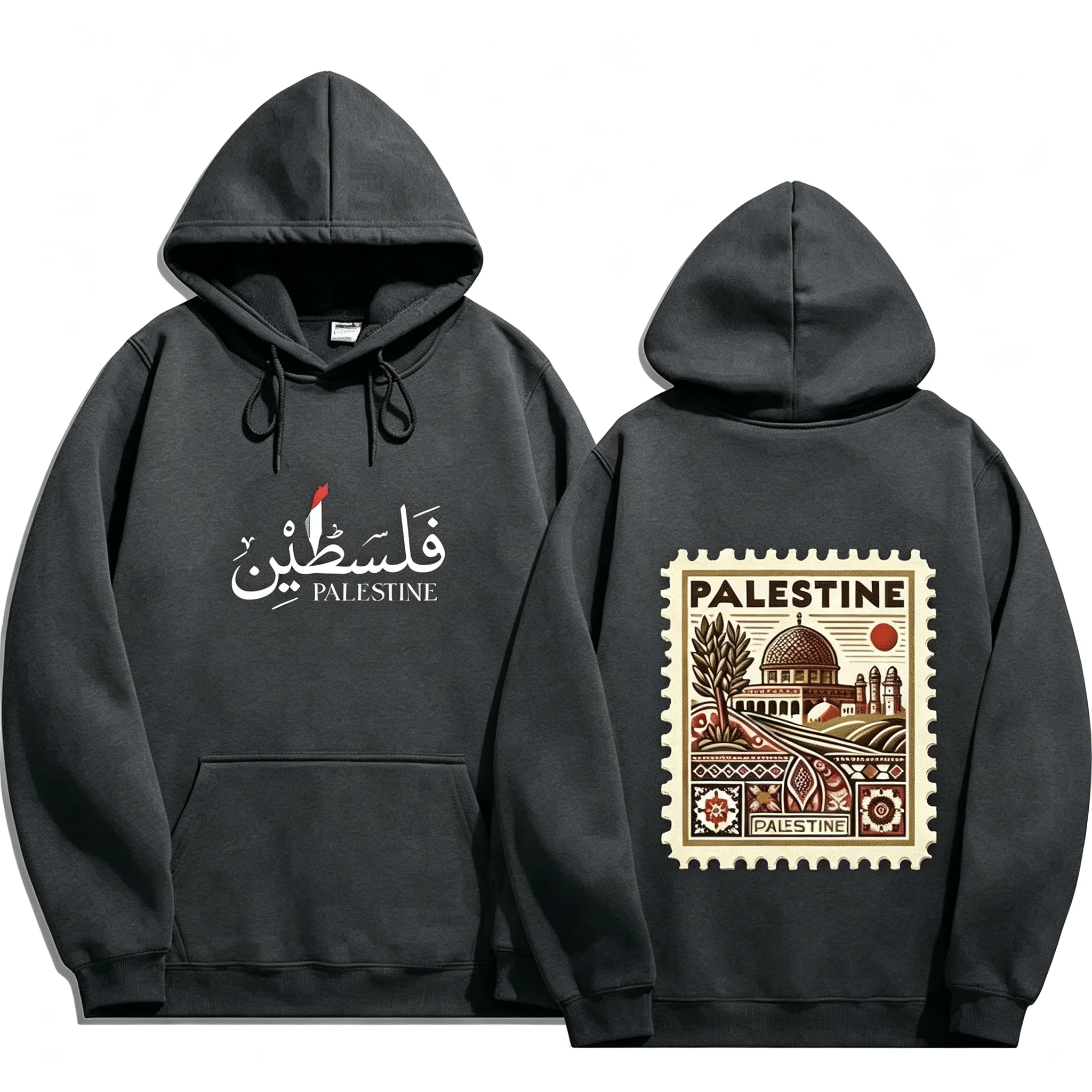 2026 Unisex Vintage Palästina Grafik-Hoodie Herbst Winter Lässiger Pullover Sweatshirt Harajuku Ästhetik Retro Streetwear Locker Geschnitten – Detail 8