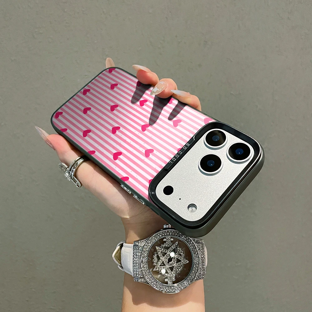 Gestreifte Herzen Luxus-Hülle für iPhone 17 15 16 14 Pro Max Case Plus für iPhone 13 11 12 ProMax XS XR XS 7 8 Plus 16E INS Hüllen – Detail 8