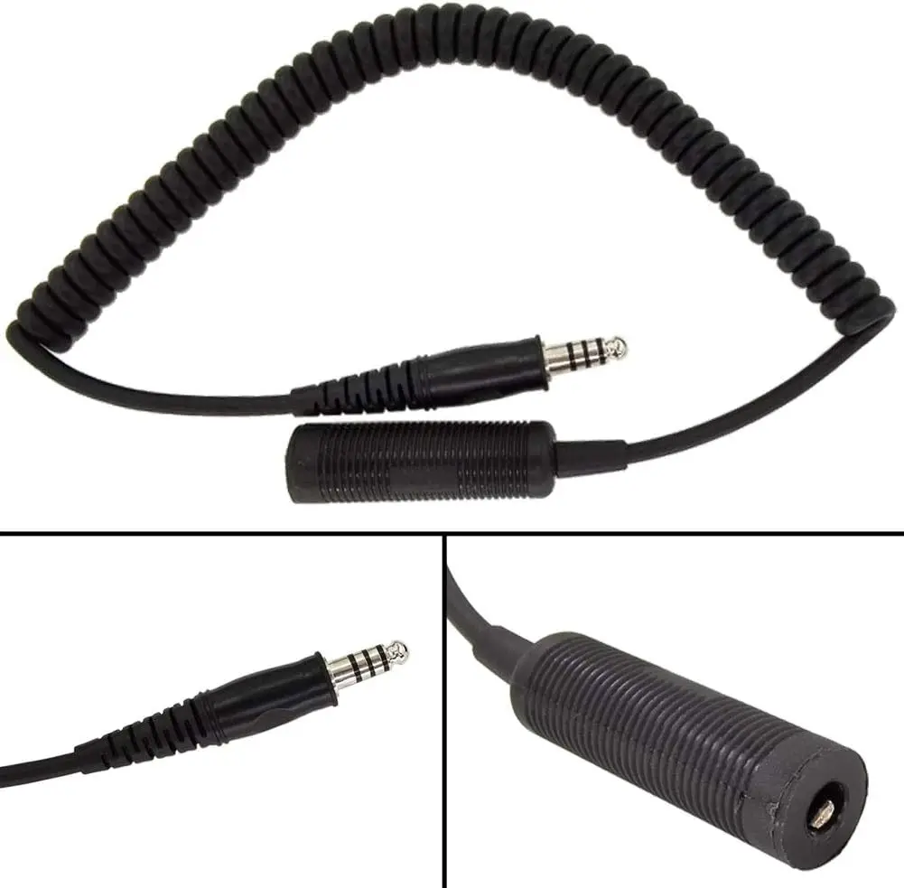 Coiled Headset Extension Cable U‑92A/U To U‑174/U Adapter for TAC‑SKY Tactical Military Headphones 7.1mm Plug Accessory