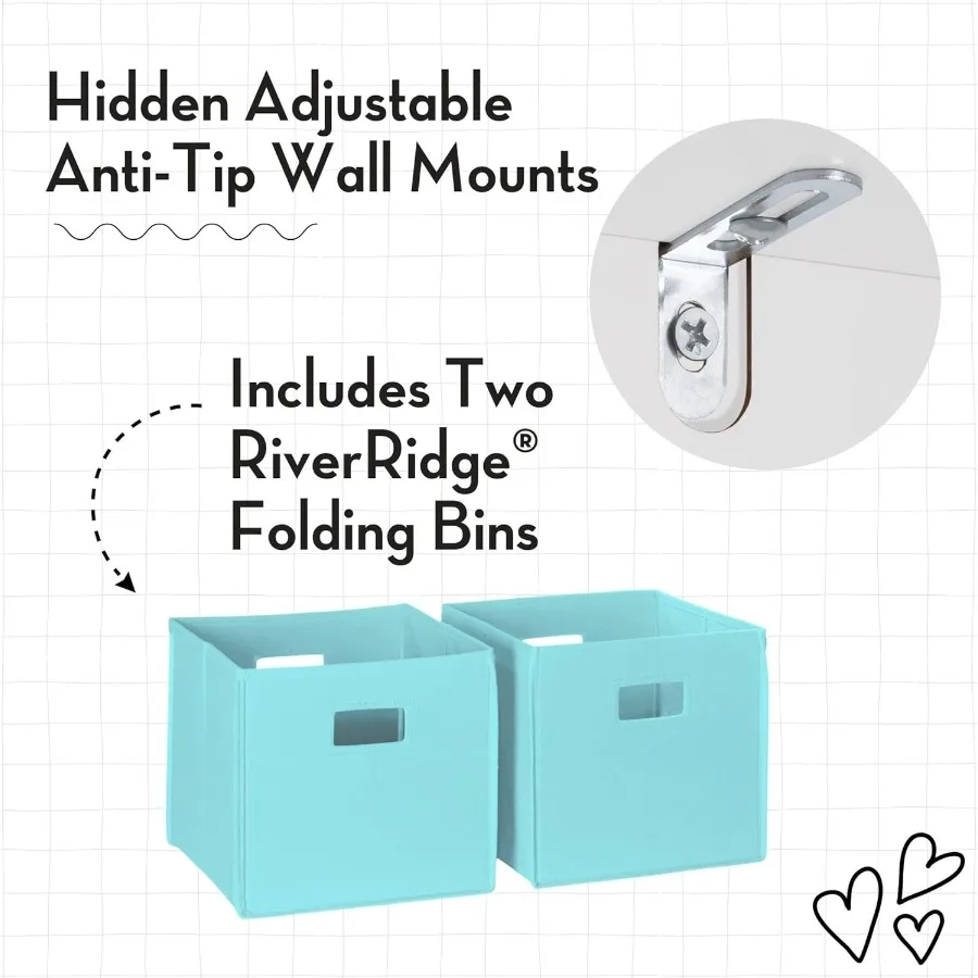 رف كتب مزود بثلاثة مكعبات وصناديق رمادية مثالية لتنظيم كتب الألعاب والإكسسوارات في غرف اللعب والفصول الدراسية أو السرير