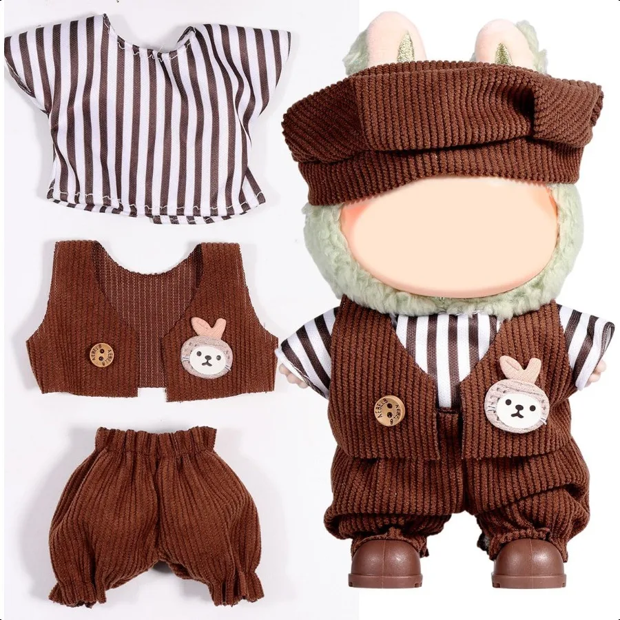 

AICase для Labubu Одежда для одежды Labubu Комплект одежды для куклы Lububu 17 см Комплект из 3 предметов Шапка Одежда для мальчиков и девочек LA BUBU