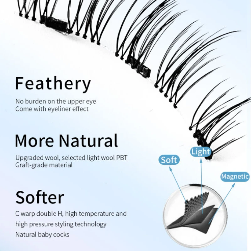 무접착제 인조 속눈썹 키트, 마그네틱 인조 속눈썹, 천연 상자, 신제품