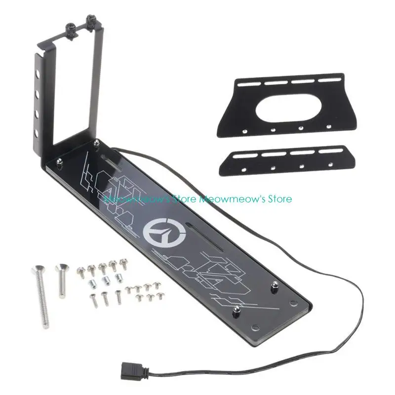 W91A PCI-E Riser Graphics Cards Vertically kickstand base Vertical GPU Bracket Holder with LED 5V 3pin RGB 12V RGB