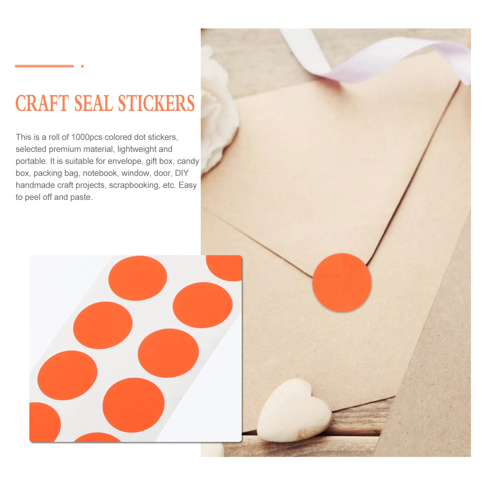 

Craft Seal Stickers Fluorescent Colored Dot Decals for DIY Projects Gift Wrapping Scrapbooking Envelope Labels