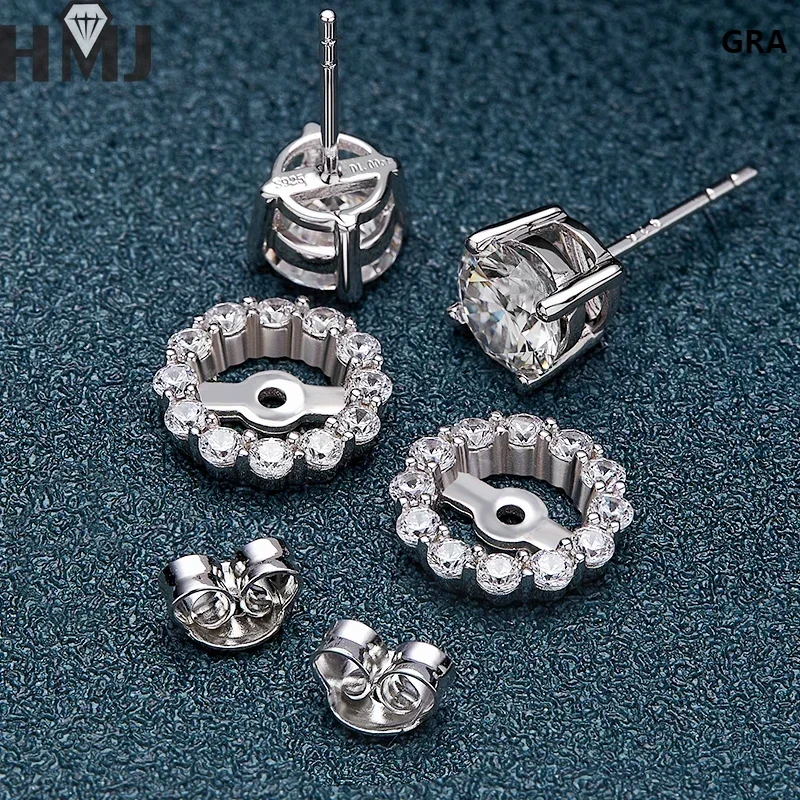 

D Color Moissanite Earrings For Women Lab Grown Diamond Ear Studs 100% 925 Sterling Silver Fine Jewelry