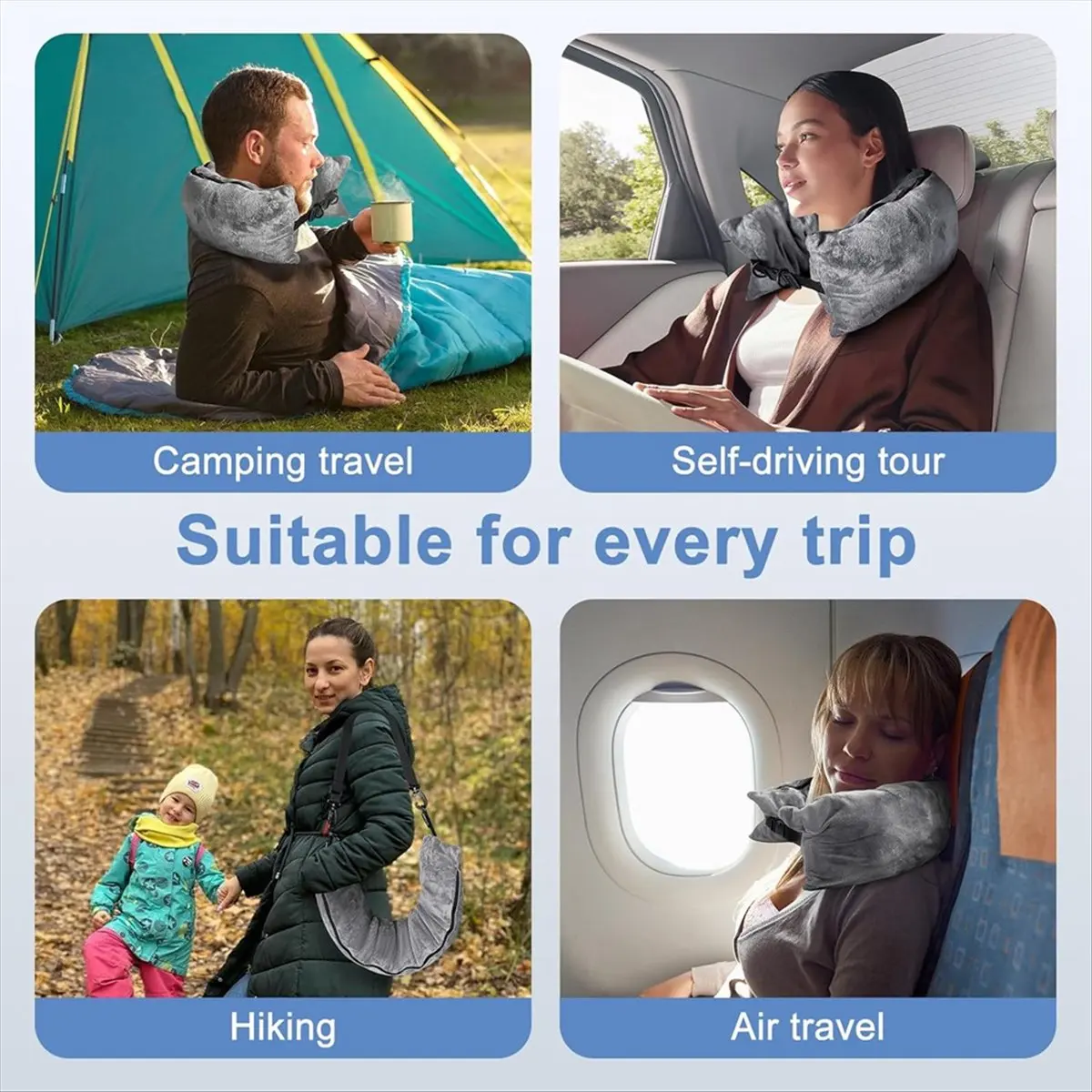 REST 2Pack Stuffable Travel Pillow for Extra Luggage, Velvet Travel Neck Pillow with Adjustable Neck Size, Fits About Travel