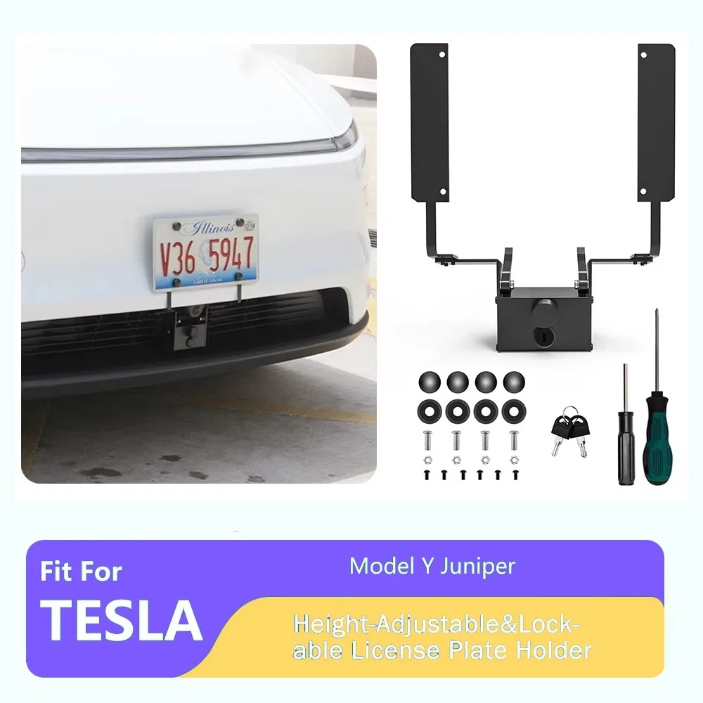 

Держатель номерного знака без сверления для Tesla Model Y Juniper 2025, кронштейн для переднего номерного знака, монтажный комплект, аксессуары для рамки номерного знака