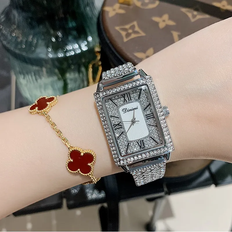 DINIMI Square Tank Bracelet Classic diamond-studded Tik Tok Boom simple atmospheric women  watch