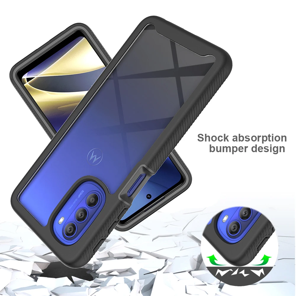 2 in 1 Hybrid Rugged Armor Shockproof Case For Motorola Moto G51 G71 5G G31 G41 TPU Frame Hard Plastic Clear Acrylic Back Cover