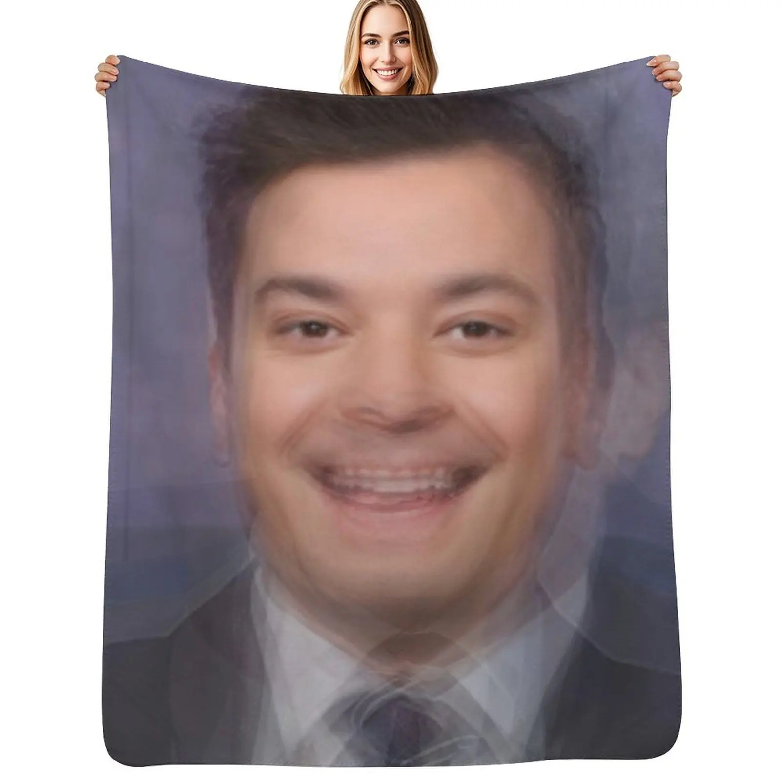 

Jimmy Fallon Portrait Overlay Throw Blanket Decorative Sofa Bed Fashionable Thermal Decorative Beds Blankets