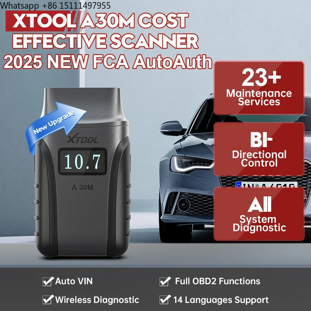 XTOOL A30M V2.0 FCA Bidirectional Full System Car Diagnostic Tool 8 in 1 Live Data Ios&Android Software 23 Resets OBD2 Scanner