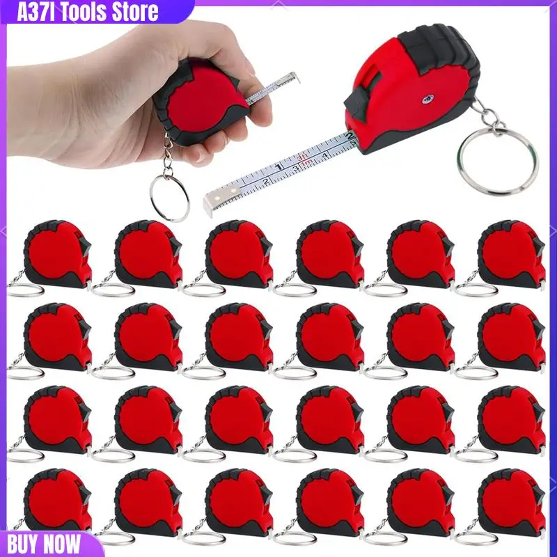 

Mini Tape Measure Keychain Set, 3 Ft Retractable, 24 Pieces, Pocket Size With Lock-[A37I]
