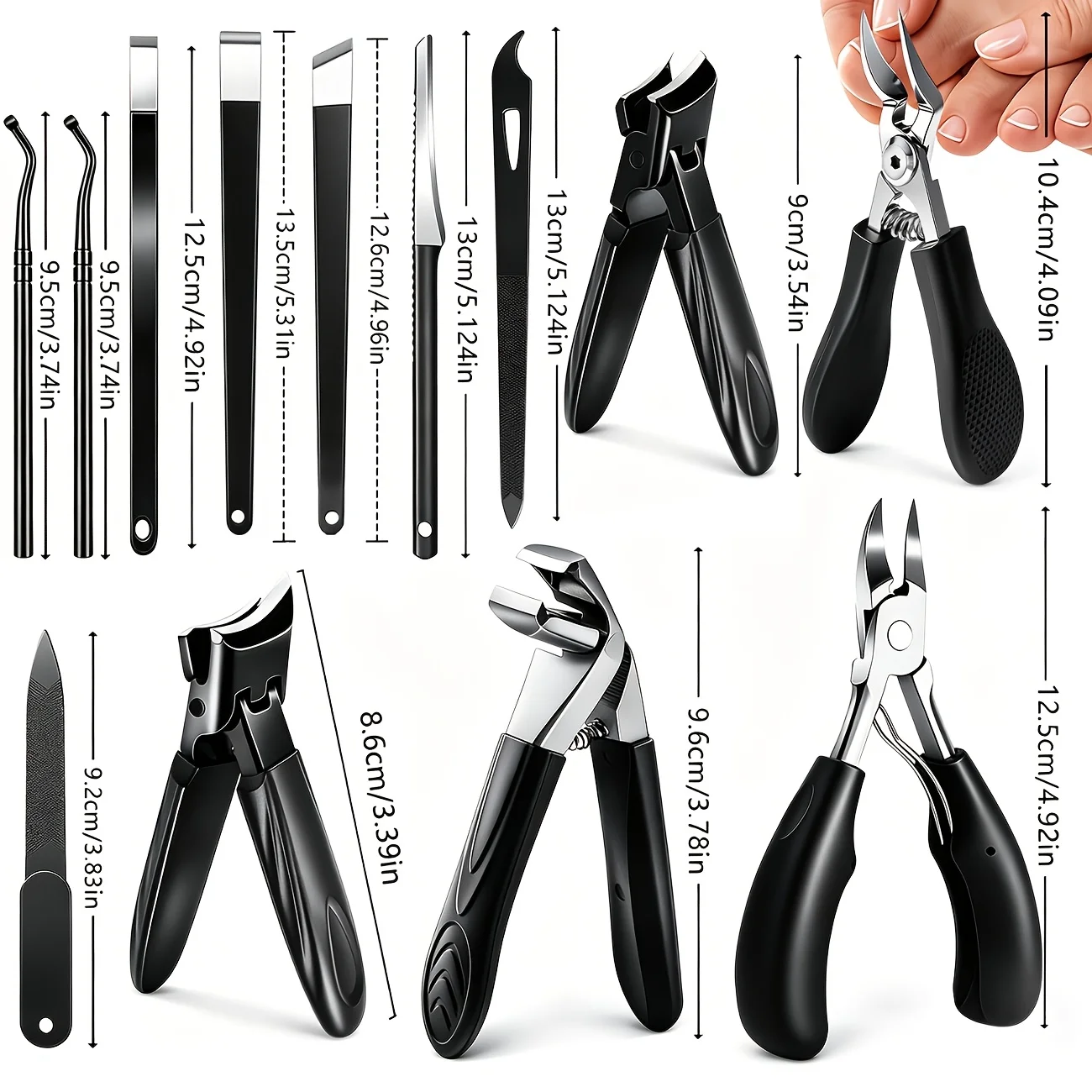 NEW 1/13pcs Stainless Steel Heavy-Duty Toenail Clipper Set Suitable for Thick Nails And Ingrown Nails, Nail Clippers, Nail Files