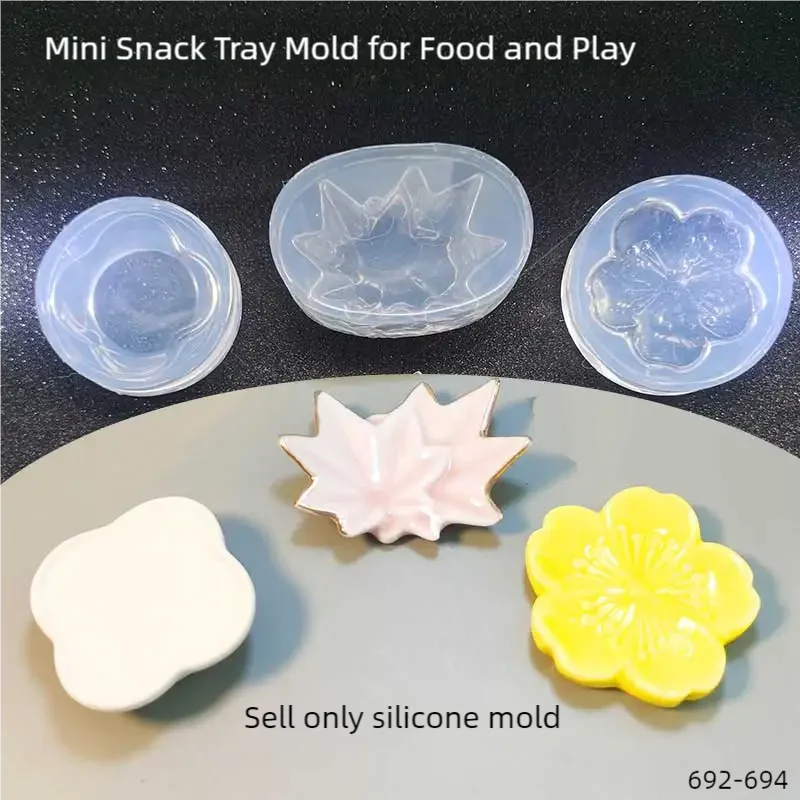 

DIY Handcraft Mini Flower-shaped tray Epoxy Resin Mold Food Play Miniature Pinching Mould Epoxy Resin Mold UV Resin Moldse