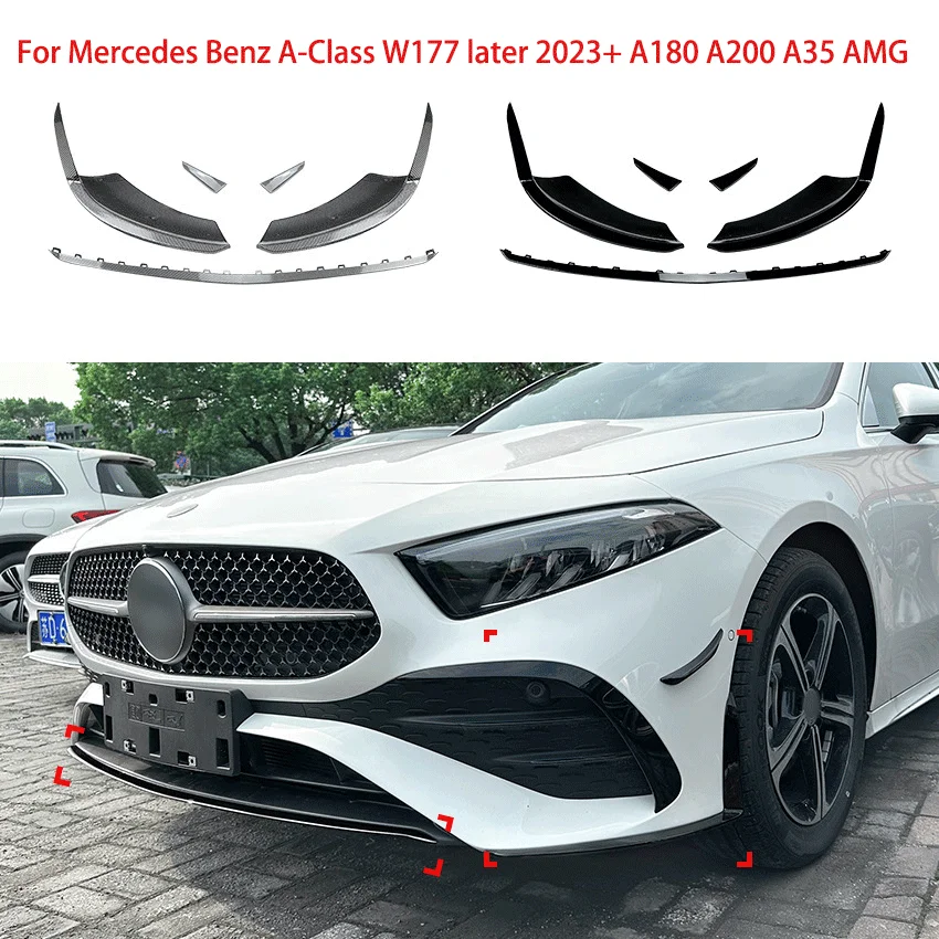 

For Mercedes Benz A-Class W177 later 2023+ A180 A200 A35 AMG Front Bumper Front Corner Wind Blade Set Body Kit Guard Decoration