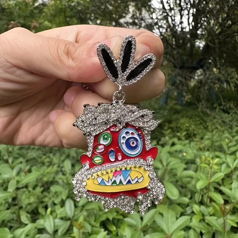 Personalized Men\'s Hip Hop Cartoon Avatar Pendant Micro Inlaid Zircon Ethnic Style Multi Color Little Devil Pendant Necklace