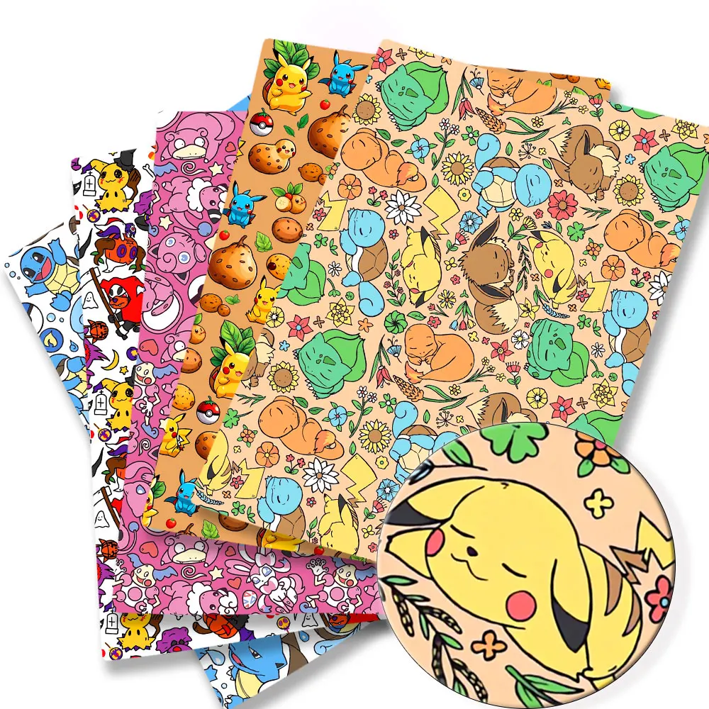 Tissu de dessin animé Pokemon pour enfants, patchwork de couture fait à la main, courtepointe, robe de bébé, feuille de maison, tissu imprimé, 140x50cm