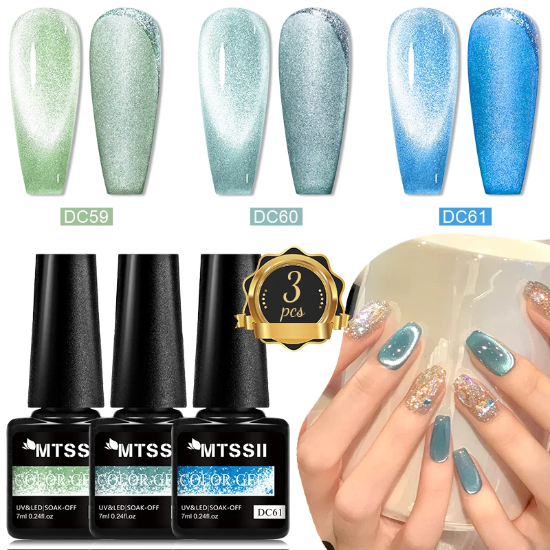 3pcs Shiny Cat Magnetic Gel Nail Polish Set Glitter Effect Pink Brown Semi Permanent Soak Off UV LED Gel Varnish Nail Supplies