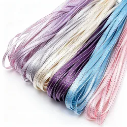 (40 Meters/Lot) 3mm Silver Edge Satin Ribbon Lace Fabric DIY Jewelry Decorative Accessories Key Bag