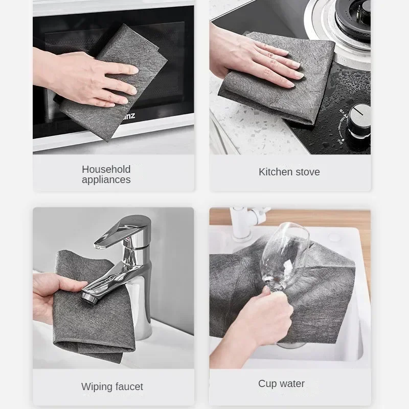 10PC Thickened Magic Cleaning Cloth Microfiber Glass Clean Towel Reusable Washable Lint-free Cleaning Rags for Kitchen Glass Car