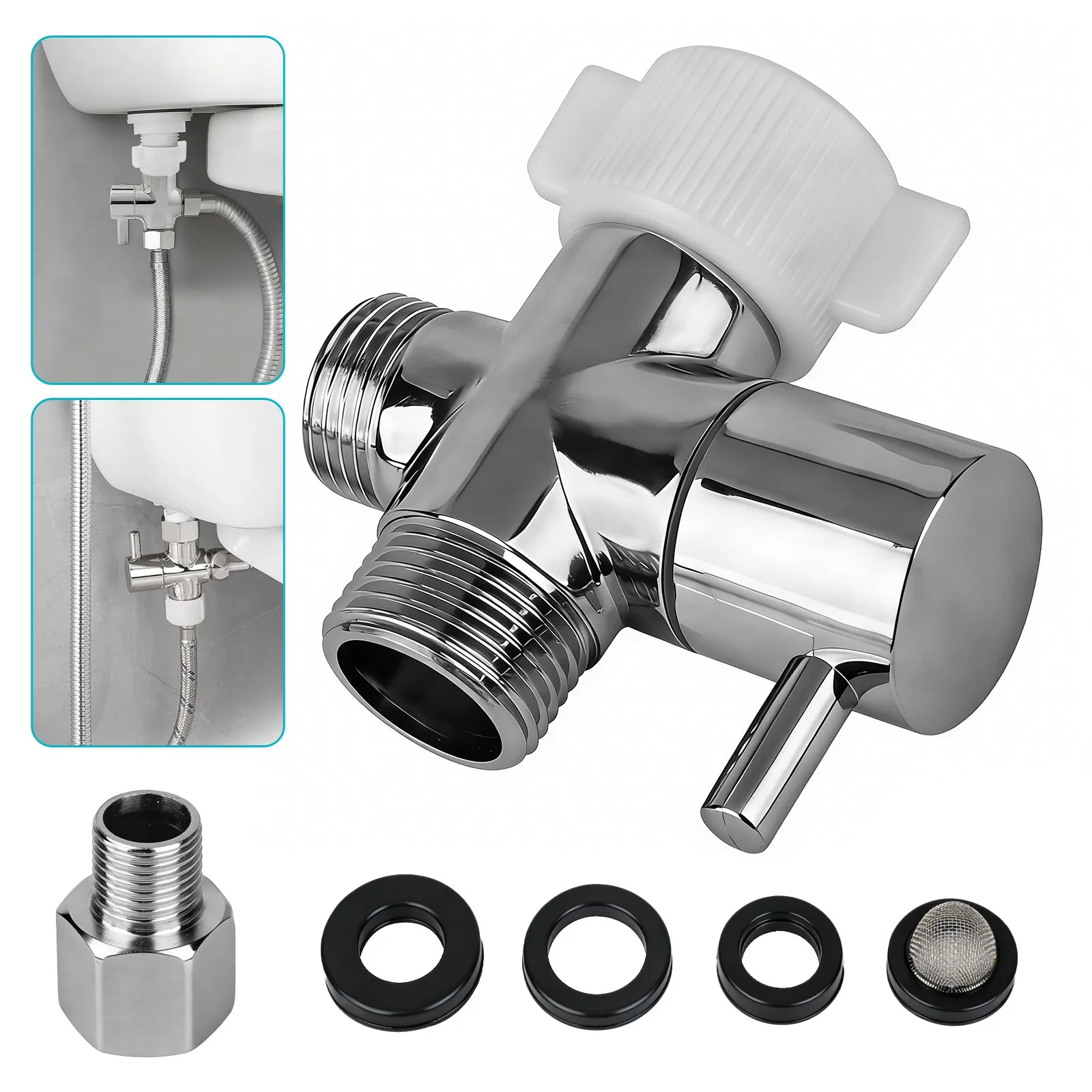

Toilet Bidet T Adapter Valve 7/8” X 7/8” X 1/2”or 3/8” Shut Off Adapter Bathroom