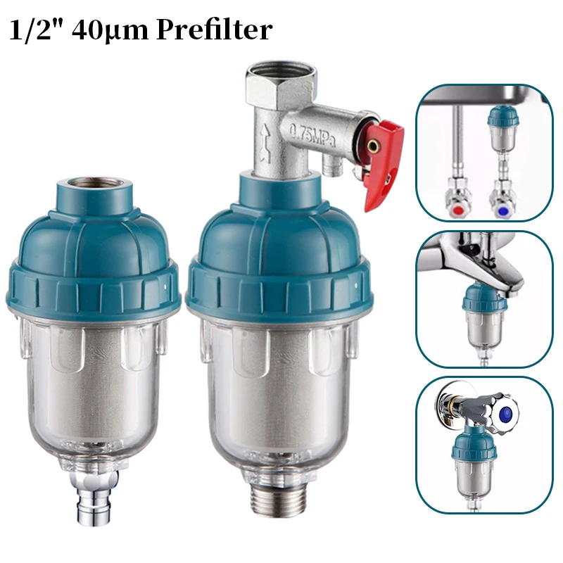 

1Pc 1/2" 40μm Prefilter Garden Tap Faucet Filter with 316 Stainless Steel Screen Strainer Impurities for Kitchen Bathroom Courty