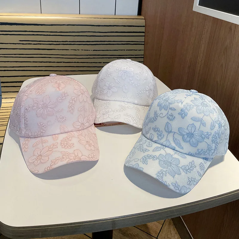 Baseball Kappe Frauen Sommer Koreanischen Stil Sonnencreme Blume Gedruckt Baseball Kappe Casual Atmungsaktive Einstellbare Sonnenhut Visier Snapback