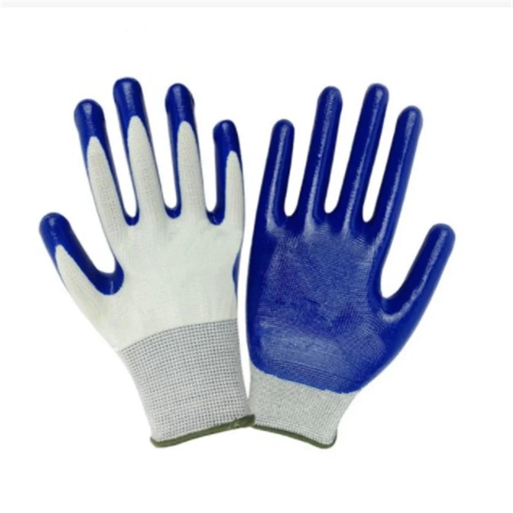 1 Pair Nylon Gardening Gloves Waterproof Stab-resistant Safety Double-layer Latex Coated Non-slip Wear-resistant For Outdoor