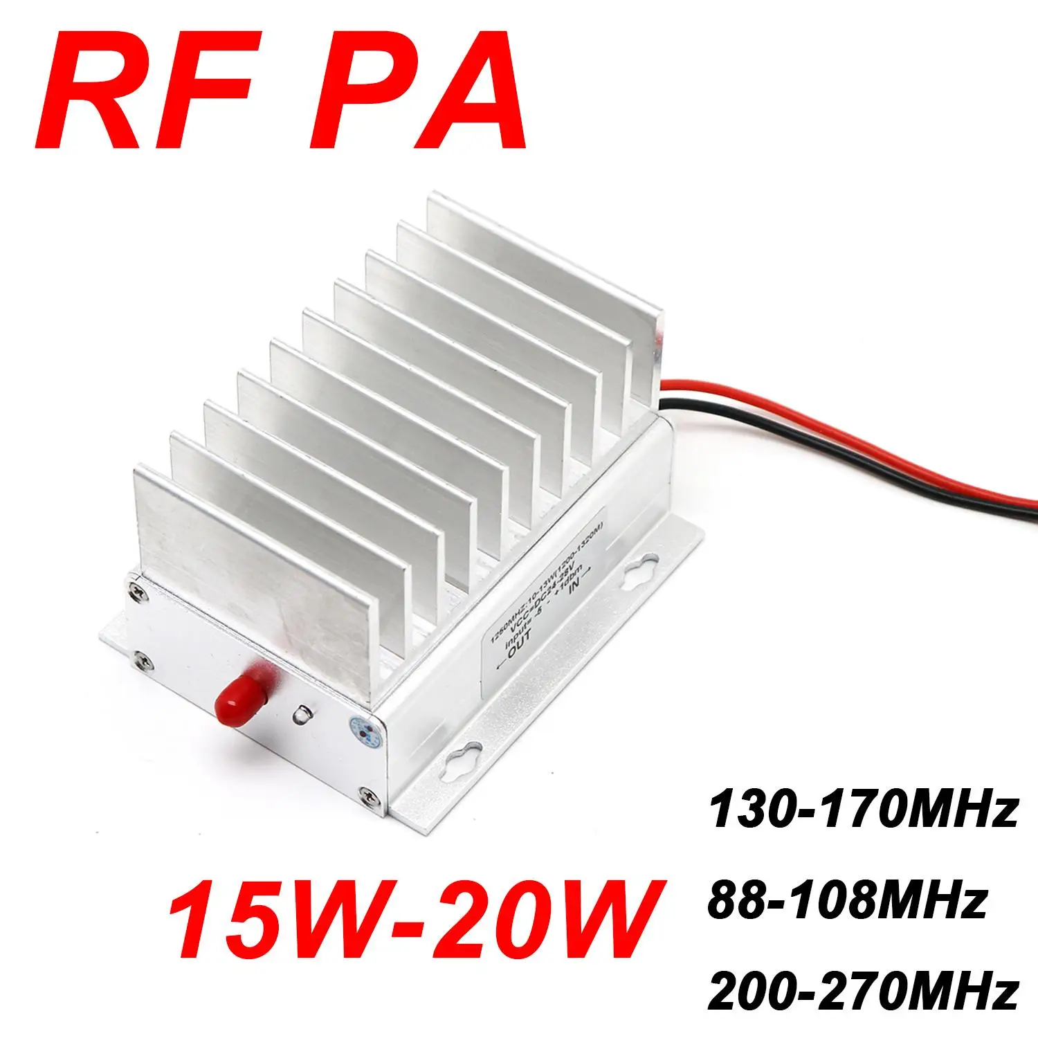 15-20W RF Power Amplifier 88-108MHz/130-170MHz/200-270MHz SMA Signal Linear AMP For HAM Radio, FM Broadcast & VHF Transmitter