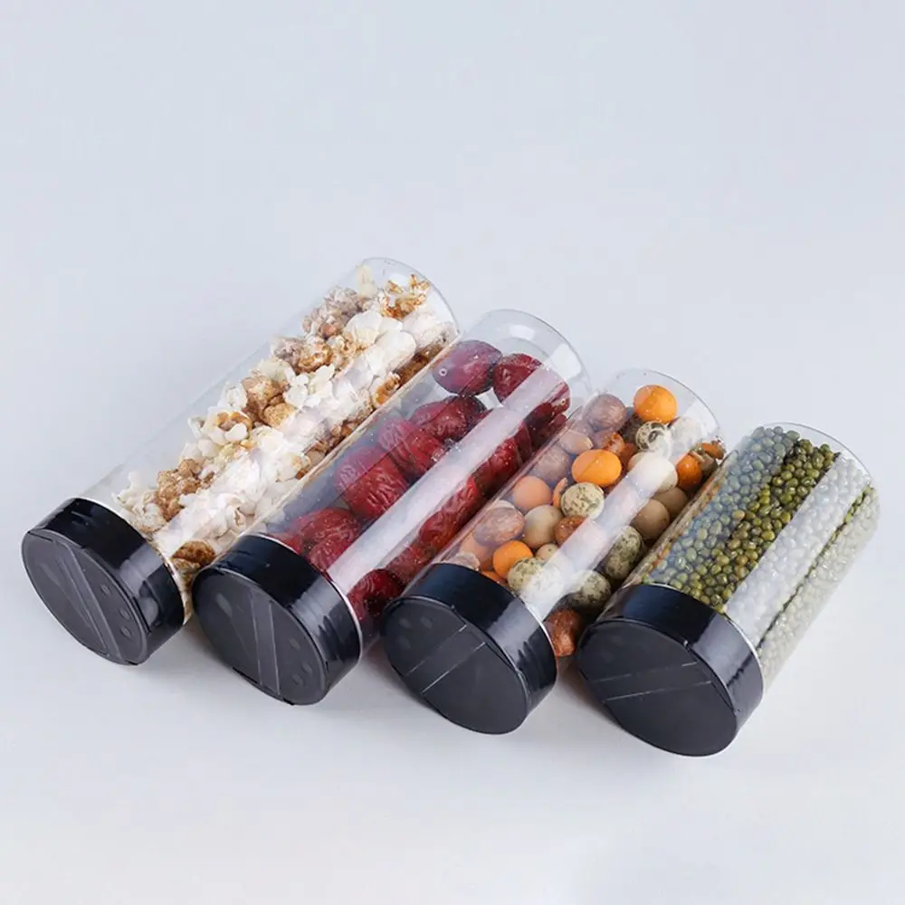 130ml-600ml Spice Jars with Butterfly Lids Labels Plastic Clear Seasoning Bottle for Herbs Powders Salt Pepper BBQ Condiment Box