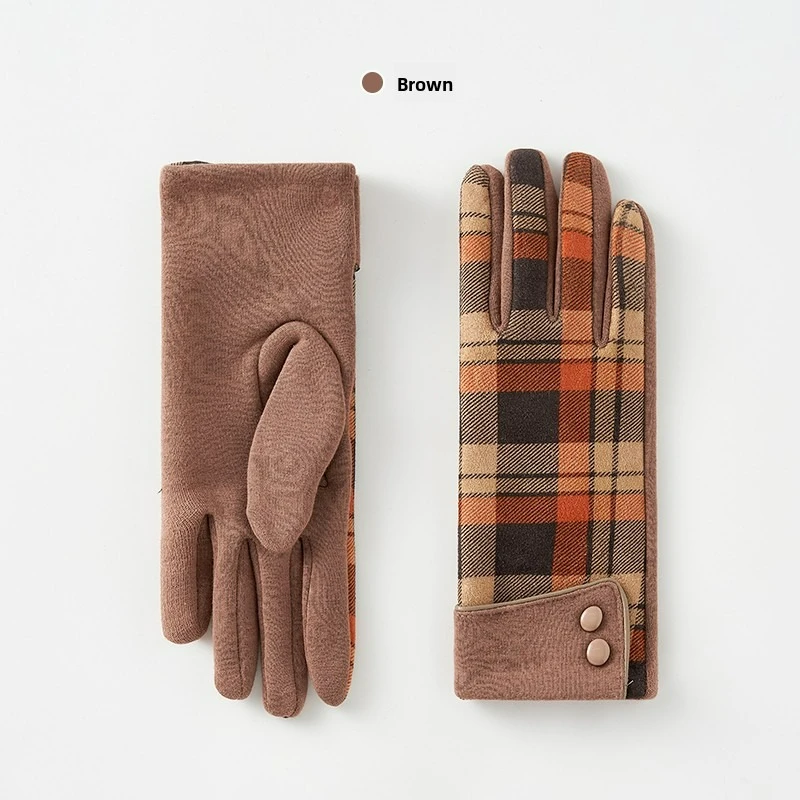 قفازات الخريف والشتاء، النسخة الكورية، منقوشة قديمة، مبطنة وسميكة، للتنقل اليومي، قفازات دافئة ومقاومة للبرودة