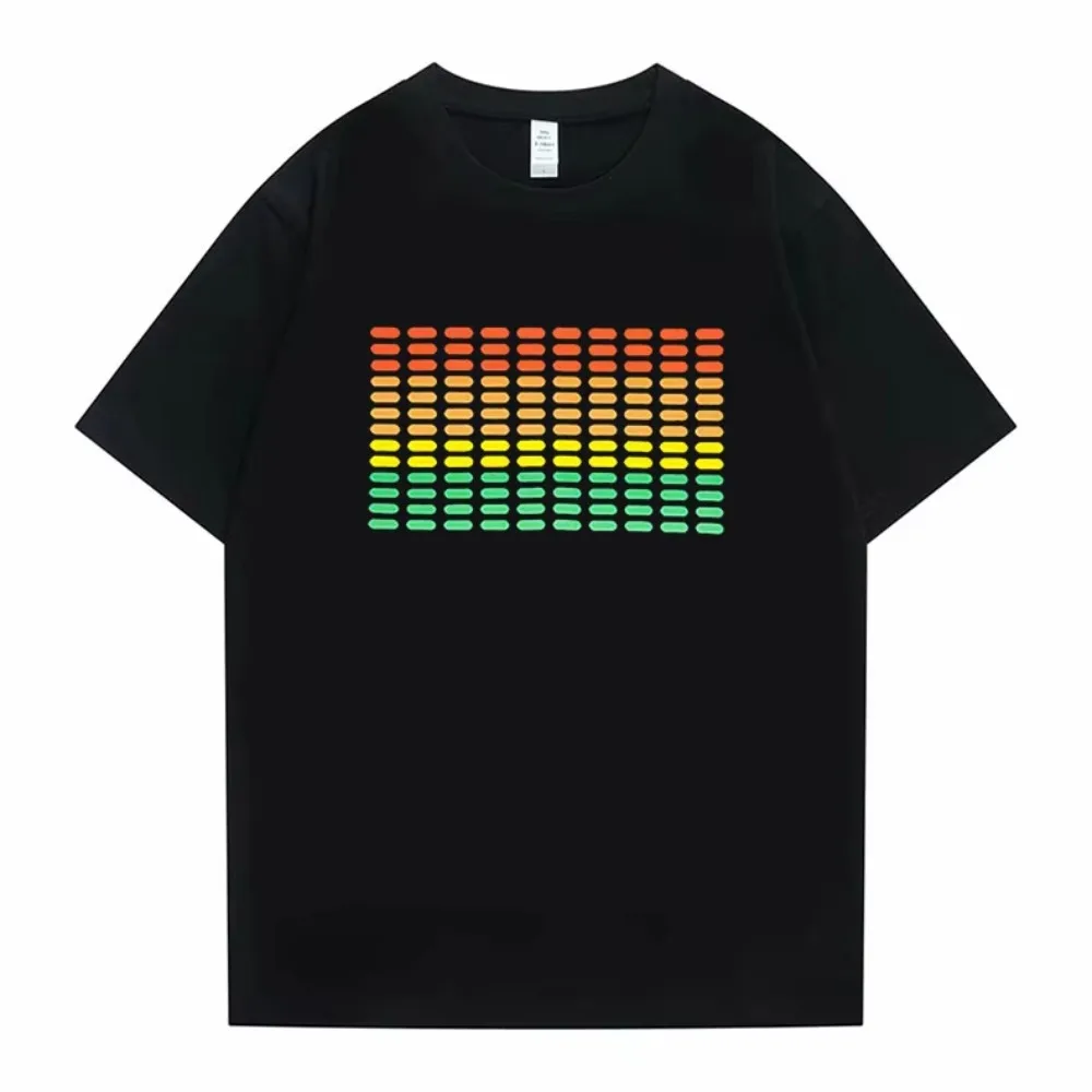 Popular Sound Active Equalizer El T-shirt Equalizer Light Up Down Led Tshirt Flashing Music Activated Led T Shirts Men Women Tee