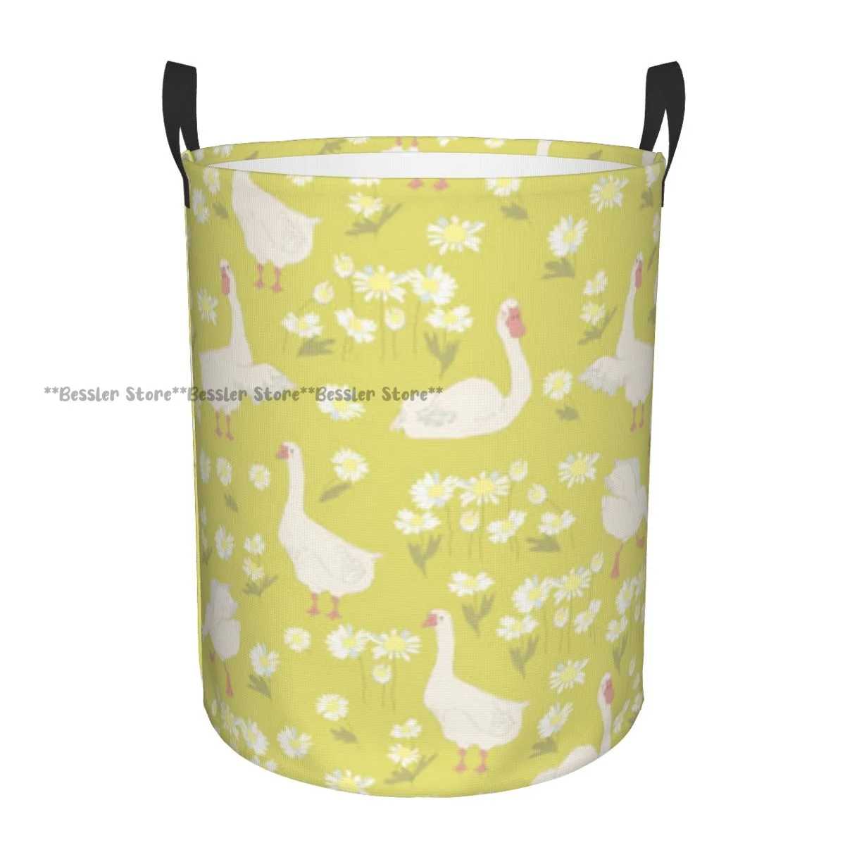 Bolsa de almacenamiento impermeable con fondo de manzanilla y gansos, cesta para la ropa sucia para el hogar, organizador de ropa plegable