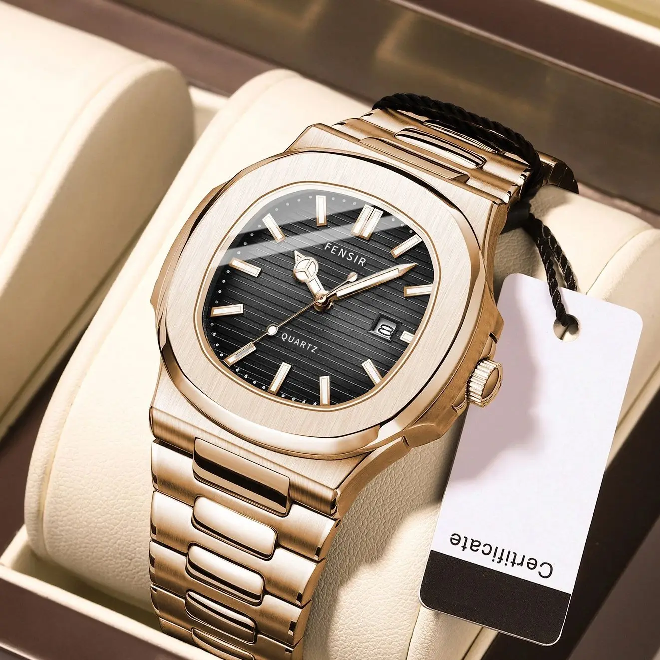 Business Men's Quartz Watch, Square Simple Wristwatch, Business Casual Sports Waterproof Calendar Men's Watch, Cross-Border E-Commerce Hot-Selling Fashion Wristwatch, Workplace Commuting Daily Wear Watch for Men
