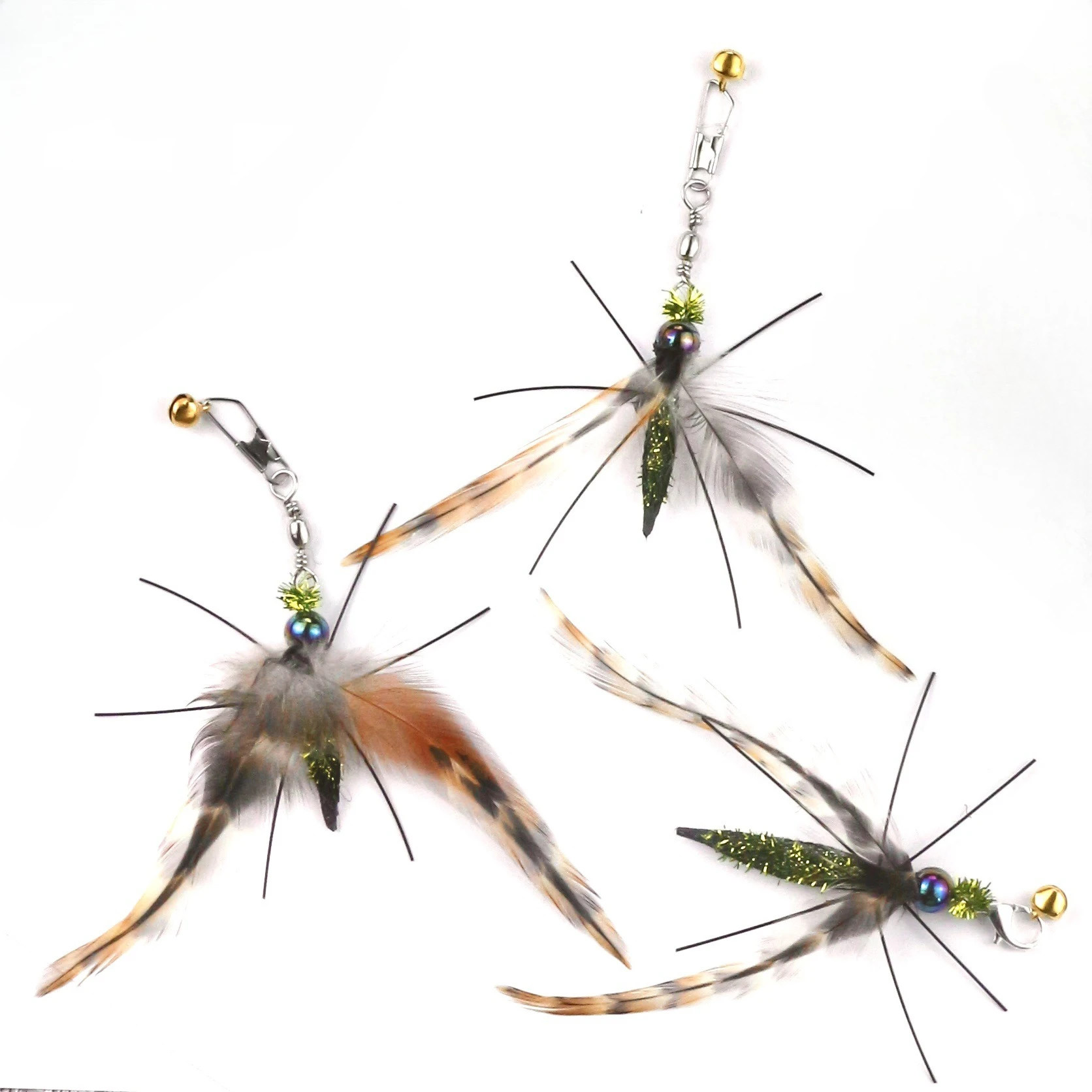 3 stücke/2 stücke Künstliche Fliegende Insekten Feder Katze Teaser Stick Ändern Köpfe Katze Spielzeug Interaktive Haustier Spielzeug