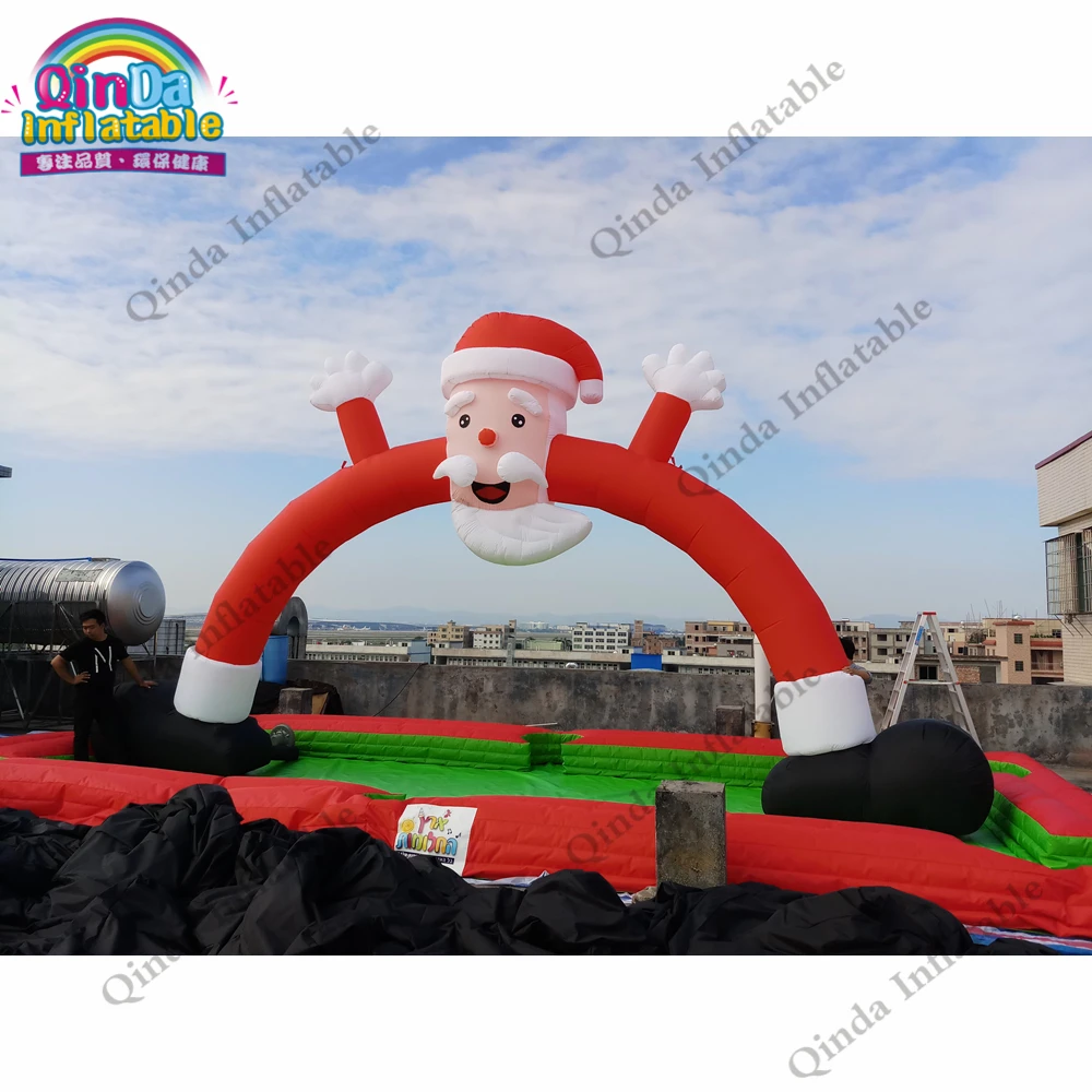 Outdoor Christmas Decoration Festival Inflatable Santa Claus Arch,6m Christmas Inflatable Arch For Advertising