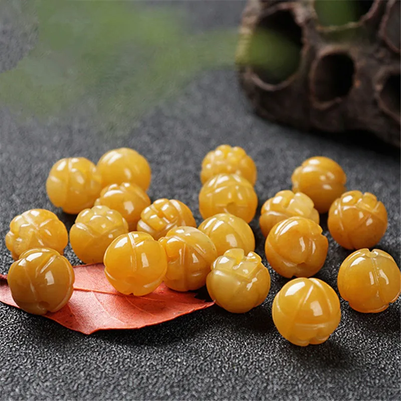 Topaz Jinsi JadediyHandmade Woven Bracelet Items Accessory Chain NaturalaGoods Huanglongyu Jinsi Jade Lotus Scattered Beads