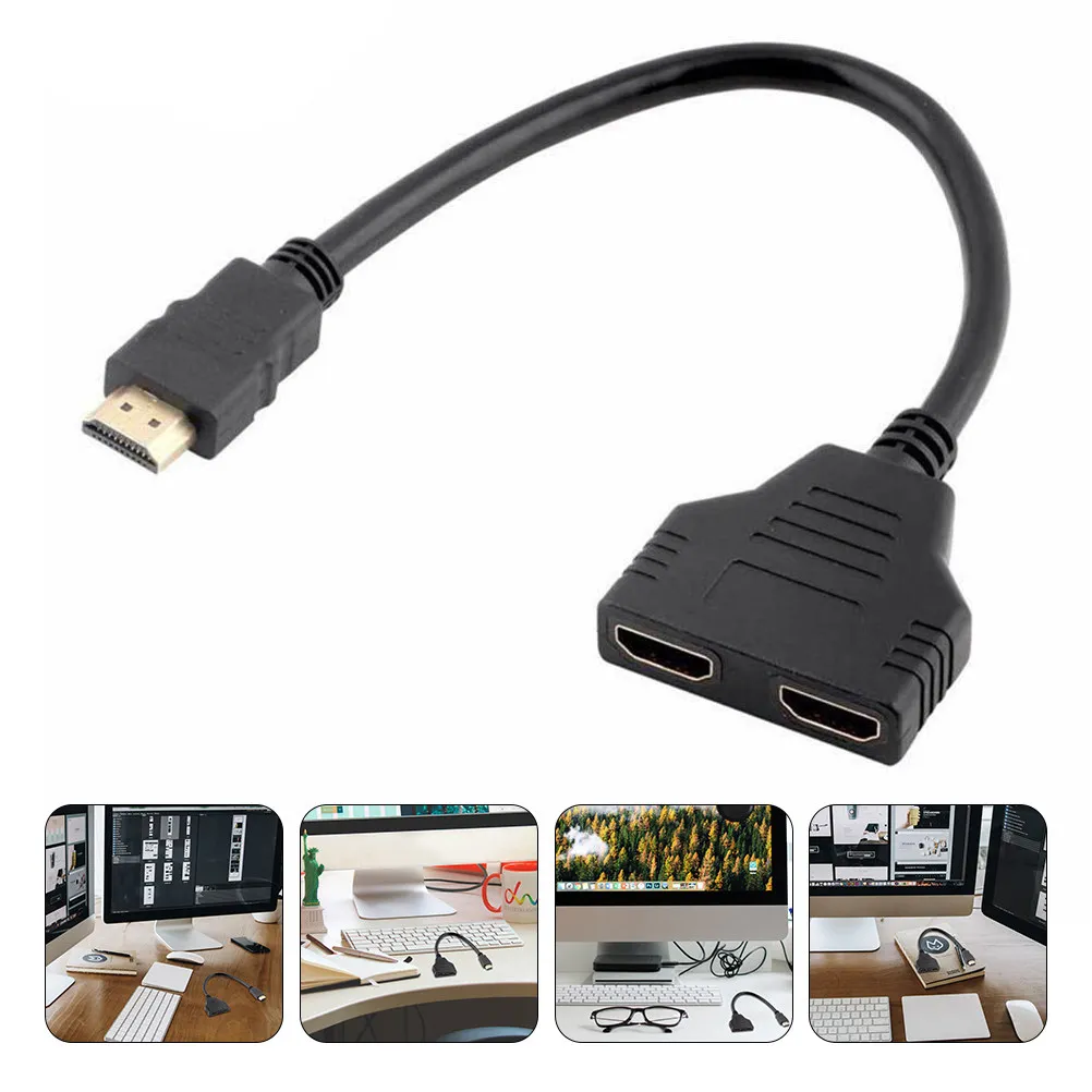 High Quality Video Splitter Cable Gold Plated Connector Simple Plug and Play for Dvd Player Game Console 1 to 2
