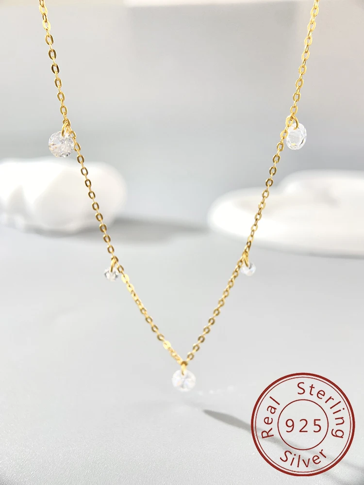 925 Sterling Silver Simplicity Classic Gorgeous Zircon Tassel Necklace For Women Anniversary Party High Quality Fine Jewelry