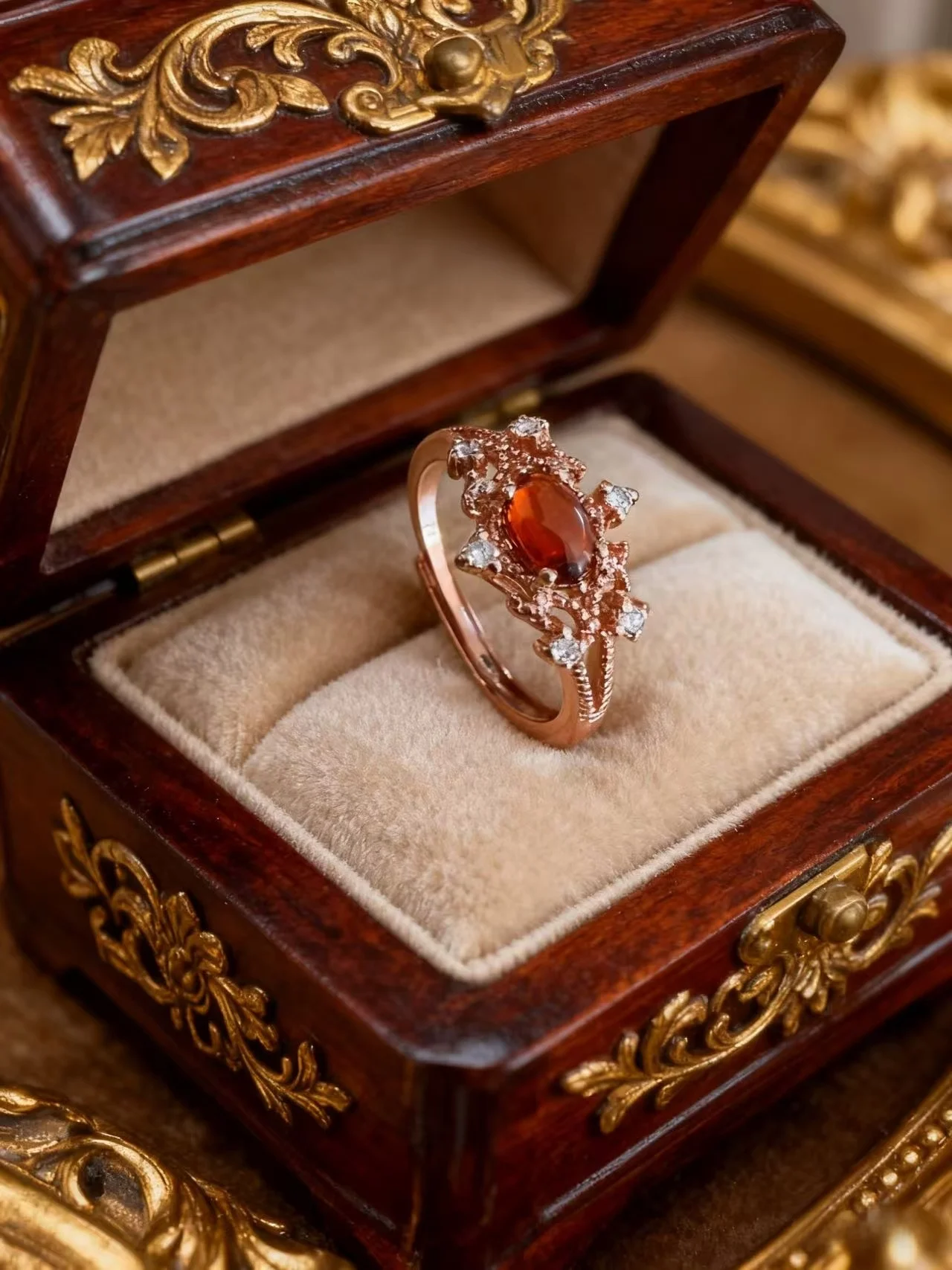 

Элегантное винтажное кольцо в китайском дворцовом стиле для женщин, оригинальный дизайн, роскошное минималистичное позолоченное медное украшение