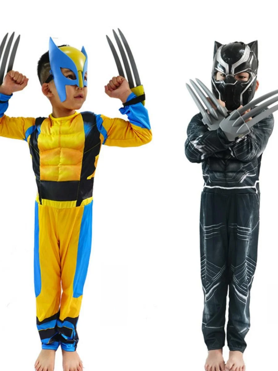 

Новый детский комбинезон с мышцами Росомахи, косплей, Хэллоуин, Блэ Пантера, сценический костюм для мальчиков, весна