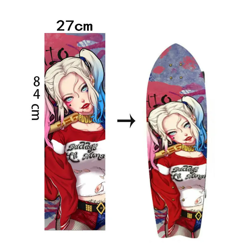 Land Surfboard Skateboard Sandpaper 84*27cm Digital Spray Emery Skate Board Griptape Electric Scooter Cruiser Longboard Stickers