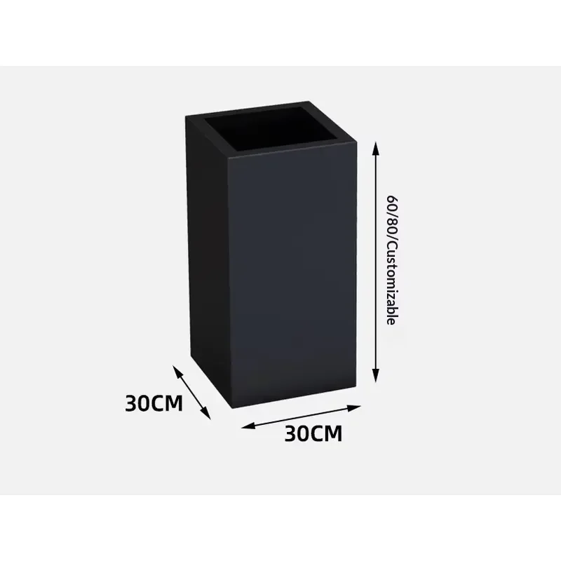 for Modern Eco-Friendly Cute Square Black White Steel Pots with Drainage Hole for Floor Hanging Use Indoor Outdoor Plants