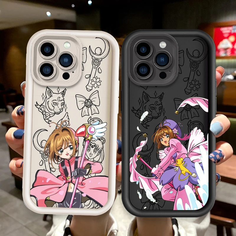 

C-Cardcaptors Sakuras Cartoon For Apple iPhone 15 14 13 12 Pro Max Mini 11 XS X XR 8 7 6 Plus Eye Ladder Cover Capa Fundas