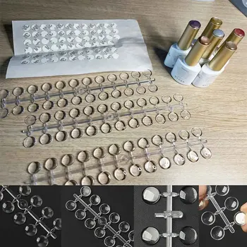 120 個マニキュアディスプレイテーブルステッカー付き、水玉カラーカードネイルディスプレイボード、エンドウ豆見本サロンネイル表示棚